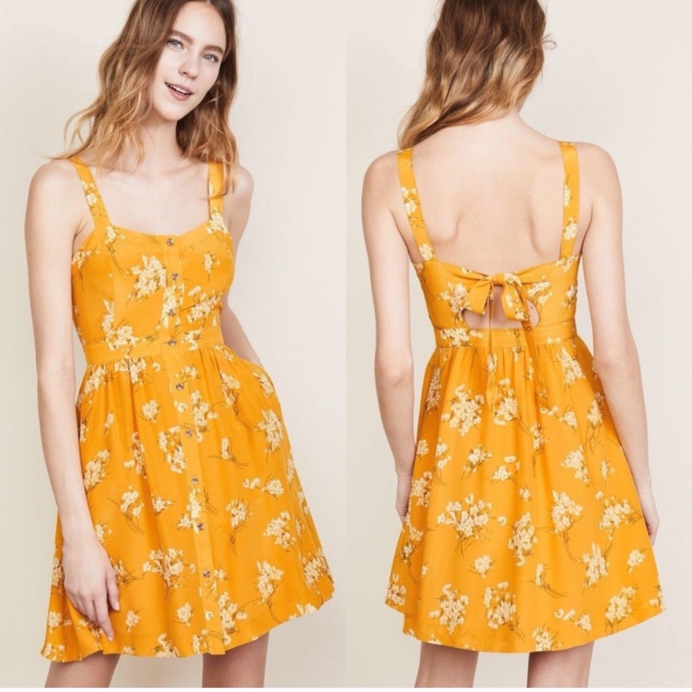 Madewell Silk Fleur Bow-Back Dress